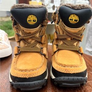 Timberland Tan and Black Kids' Boots